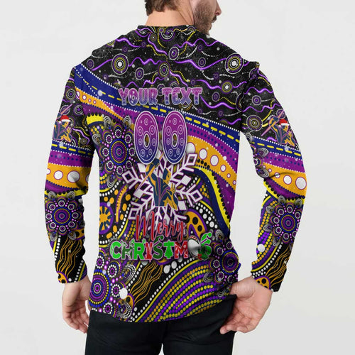 Merry Christmas Storm Button Sweatshirt Aboriginal Santa Rugby Mascot - Melbourne