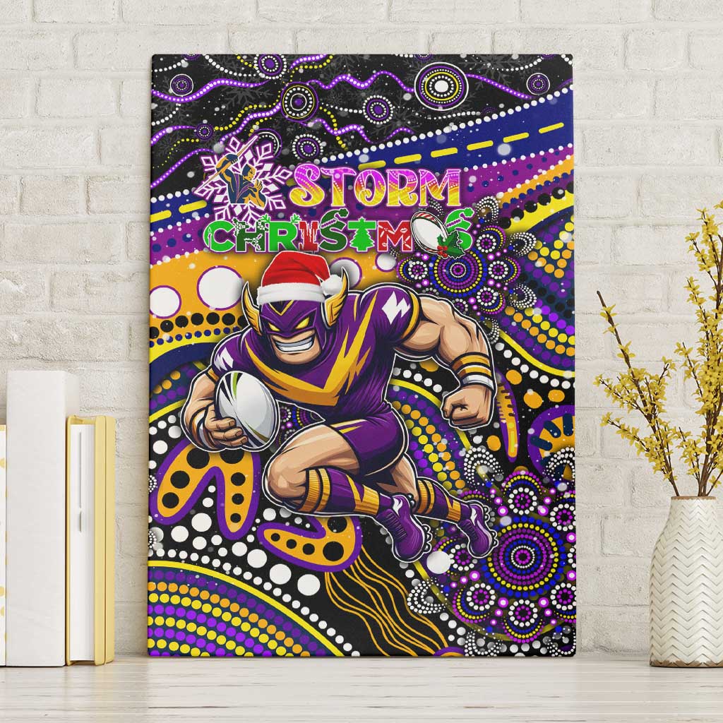 Merry Christmas Storm Canvas Wall Art Aboriginal Santa Rugby Mascot - Melbourne