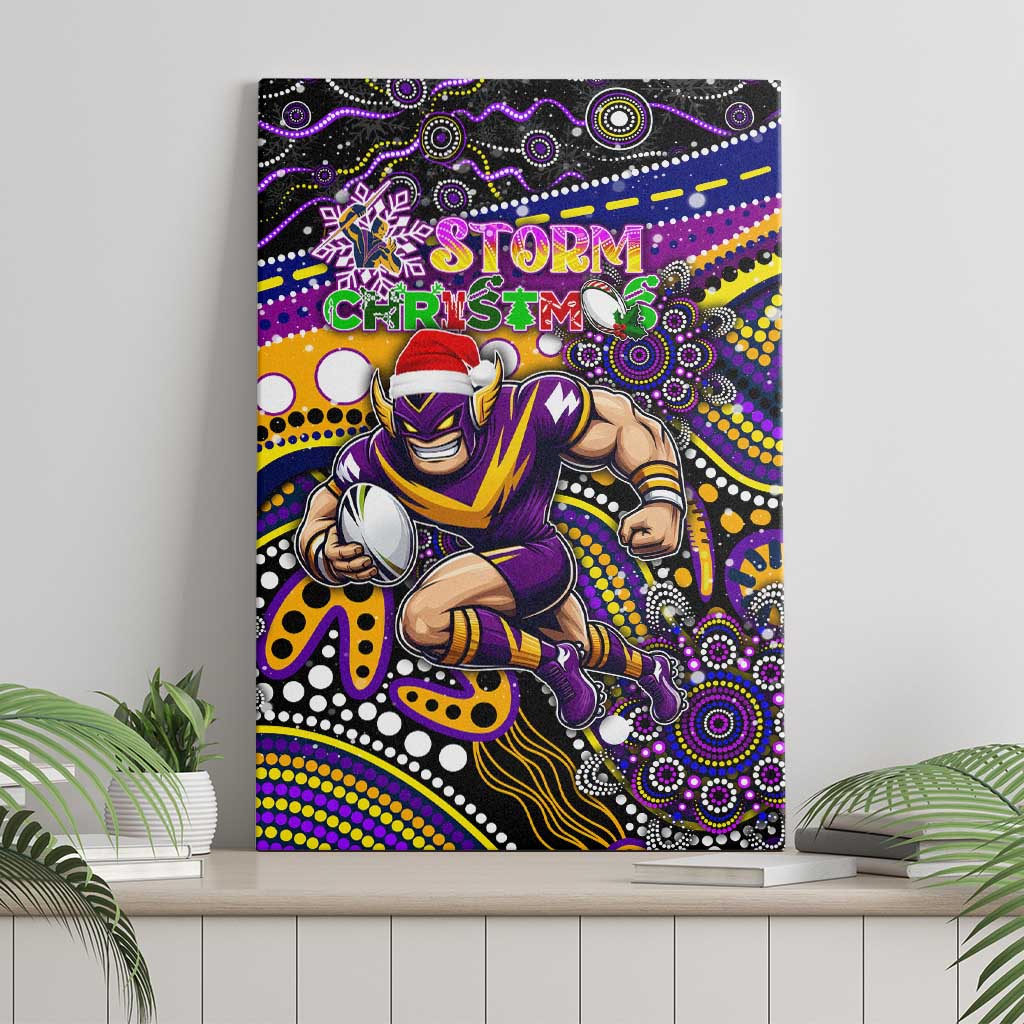 Merry Christmas Storm Canvas Wall Art Aboriginal Santa Rugby Mascot - Melbourne