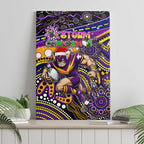 Merry Christmas Storm Canvas Wall Art Aboriginal Santa Rugby Mascot - Melbourne