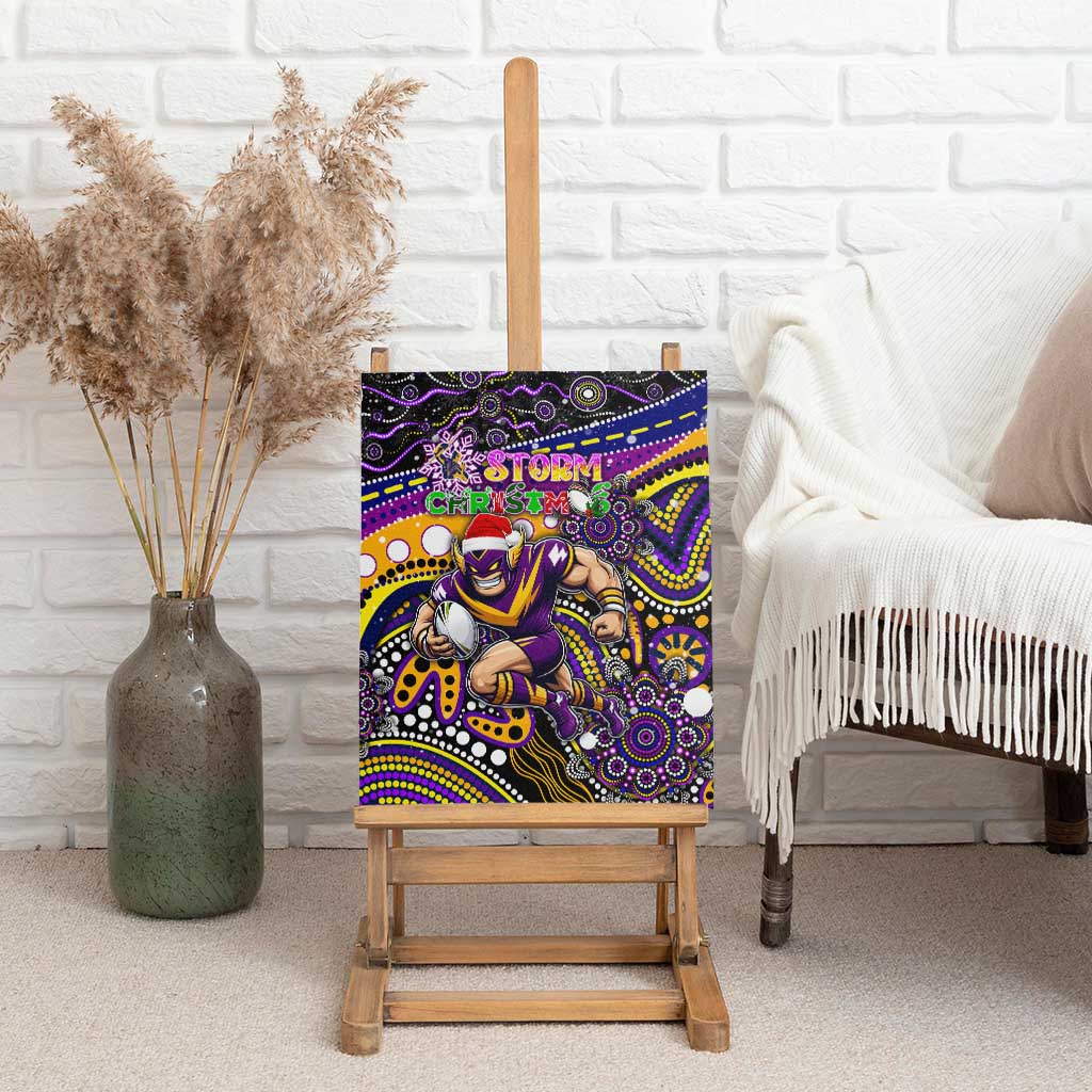 Merry Christmas Storm Canvas Wall Art Aboriginal Santa Rugby Mascot - Melbourne