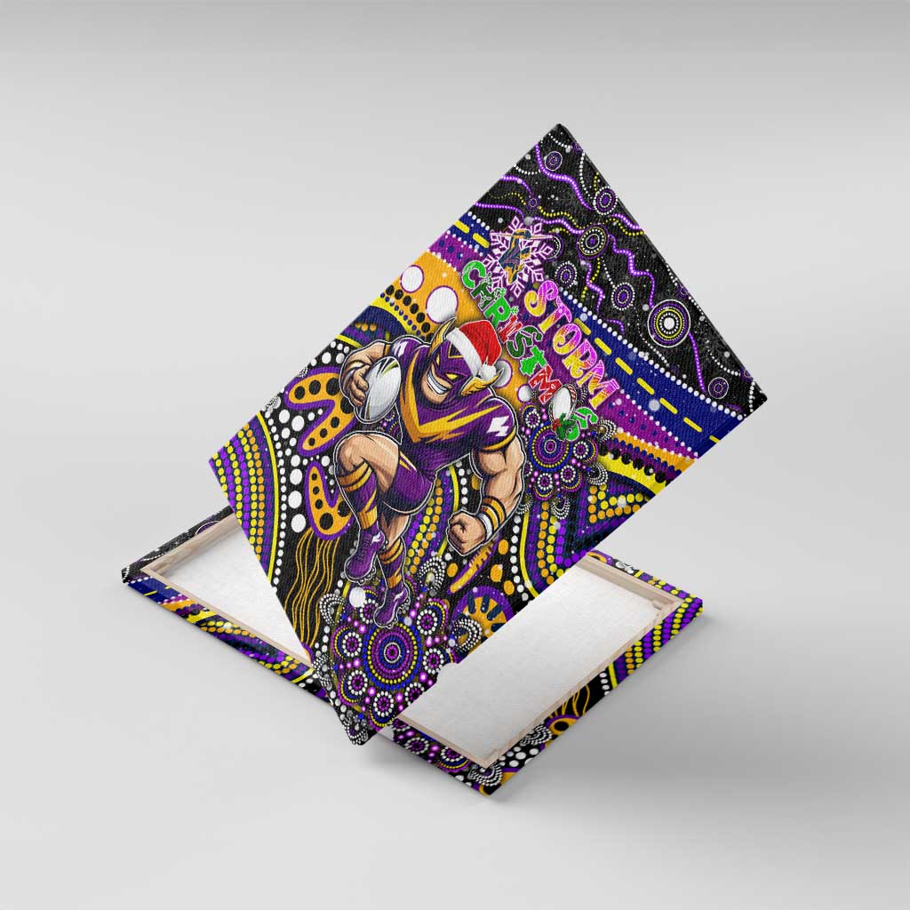 Merry Christmas Storm Canvas Wall Art Aboriginal Santa Rugby Mascot - Melbourne