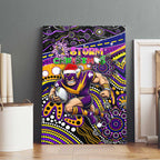 Merry Christmas Storm Canvas Wall Art Aboriginal Santa Rugby Mascot - Melbourne