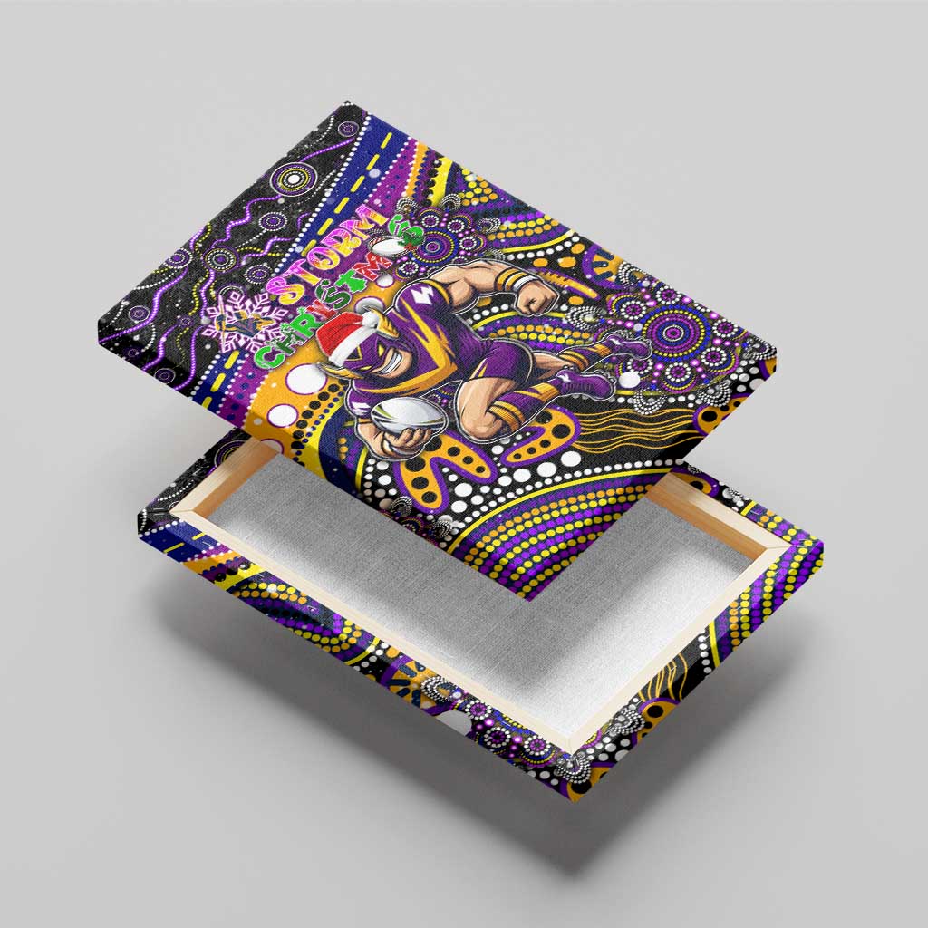 Merry Christmas Storm Canvas Wall Art Aboriginal Santa Rugby Mascot - Melbourne