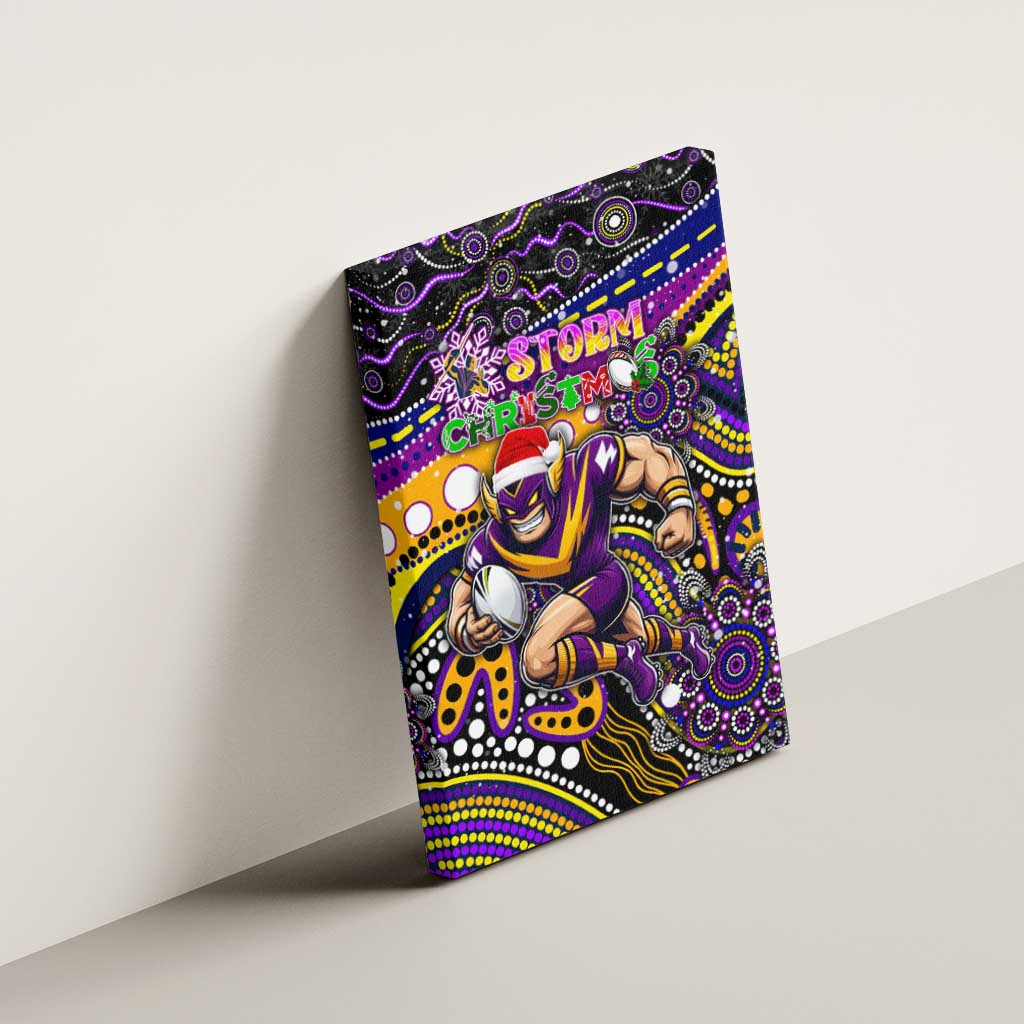 Merry Christmas Storm Canvas Wall Art Aboriginal Santa Rugby Mascot - Melbourne