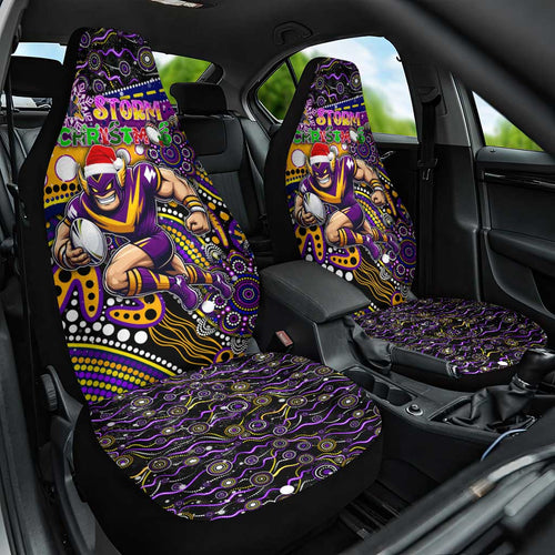 Merry Christmas Storm Car Seat Cover Aboriginal Santa Rugby Mascot - Melbourne