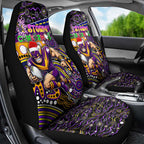 Merry Christmas Storm Car Seat Cover Aboriginal Santa Rugby Mascot - Melbourne