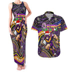 Merry Christmas Storm Couples Matching Tank Maxi Dress and Hawaiian Shirt Aboriginal Santa Rugby Mascot - Melbourne