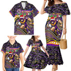 Merry Christmas Storm Family Matching Mermaid Dress and Hawaiian Shirt Aboriginal Santa Rugby Mascot - Melbourne