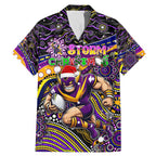 Merry Christmas Storm Family Matching Mermaid Dress and Hawaiian Shirt Aboriginal Santa Rugby Mascot - Melbourne