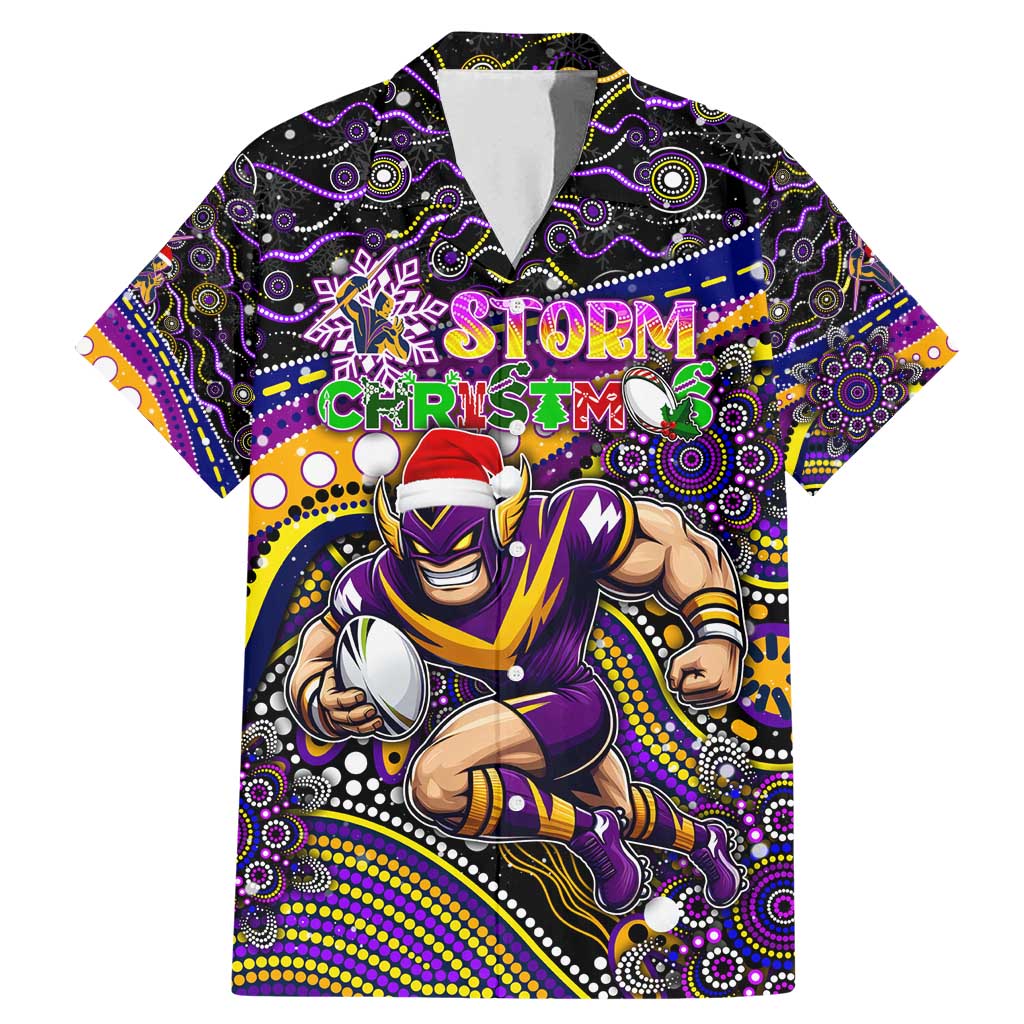 Merry Christmas Storm Family Matching Mermaid Dress and Hawaiian Shirt Aboriginal Santa Rugby Mascot - Melbourne