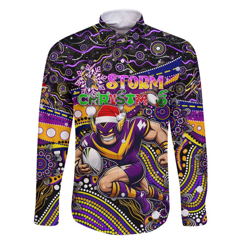 Merry Christmas Storm Family Matching Mermaid Dress and Hawaiian Shirt Aboriginal Santa Rugby Mascot - Melbourne