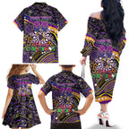 Merry Christmas Storm Family Matching Off The Shoulder Long Sleeve Dress and Hawaiian Shirt Aboriginal Santa Rugby Mascot - Melbourne