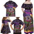 Merry Christmas Storm Family Matching Off Shoulder Maxi Dress and Hawaiian Shirt Aboriginal Santa Rugby Mascot - Melbourne