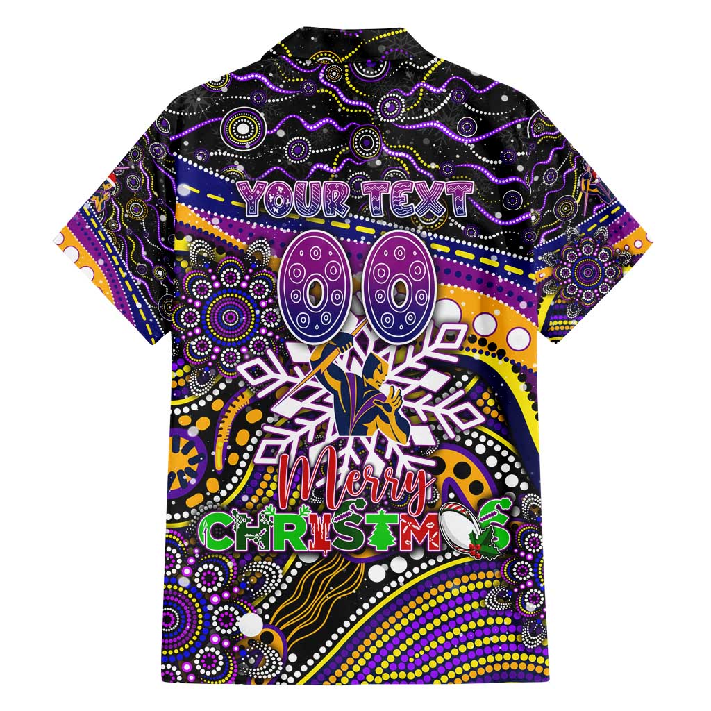 Merry Christmas Storm Family Matching Off Shoulder Short Dress and Hawaiian Shirt Aboriginal Santa Rugby Mascot - Melbourne