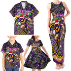 Merry Christmas Storm Family Matching Tank Maxi Dress and Hawaiian Shirt Aboriginal Santa Rugby Mascot - Melbourne