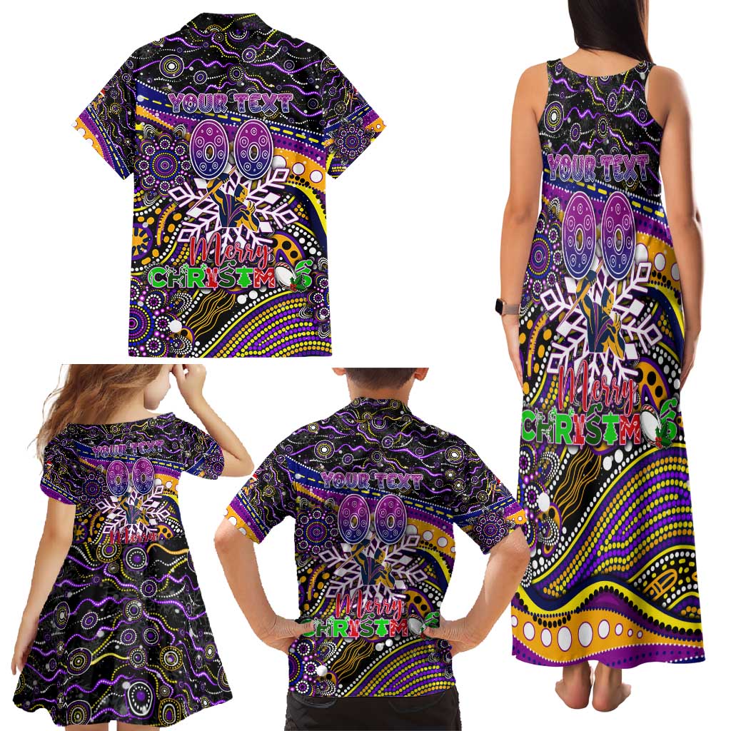 Merry Christmas Storm Family Matching Tank Maxi Dress and Hawaiian Shirt Aboriginal Santa Rugby Mascot - Melbourne