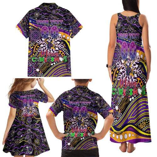 Merry Christmas Storm Family Matching Tank Maxi Dress and Hawaiian Shirt Aboriginal Santa Rugby Mascot - Melbourne