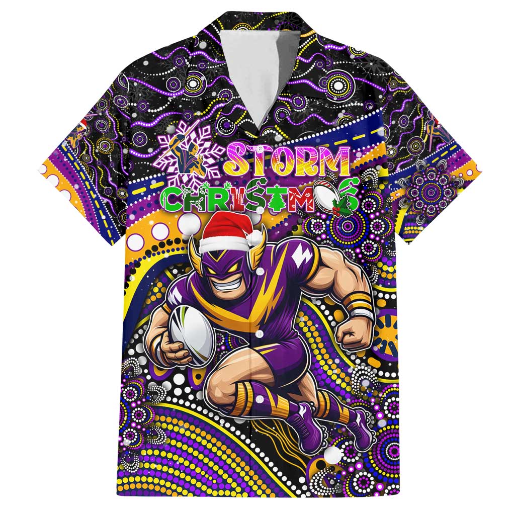 Merry Christmas Storm Family Matching Tank Maxi Dress and Hawaiian Shirt Aboriginal Santa Rugby Mascot - Melbourne