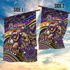 Merry Christmas Storm Garden Flag Aboriginal Santa Rugby Mascot - Melbourne