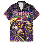 Merry Christmas Storm Hawaiian Shirt Aboriginal Santa Rugby Mascot - Melbourne