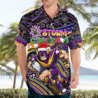 Merry Christmas Storm Hawaiian Shirt Aboriginal Santa Rugby Mascot - Melbourne