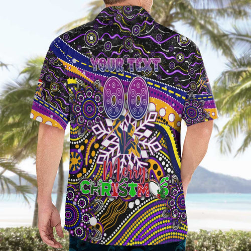 Merry Christmas Storm Hawaiian Shirt Aboriginal Santa Rugby Mascot - Melbourne