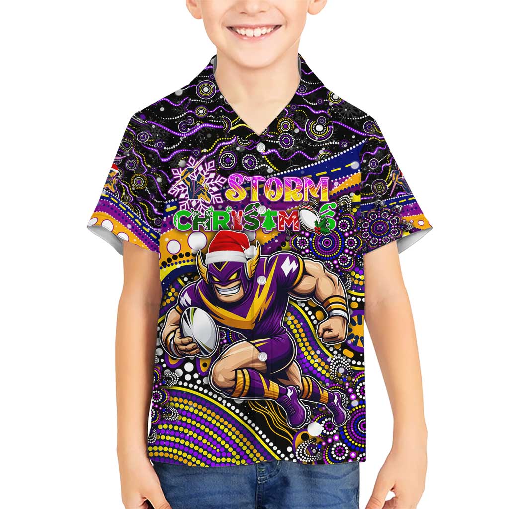 Merry Christmas Storm Hawaiian Shirt Aboriginal Santa Rugby Mascot - Melbourne