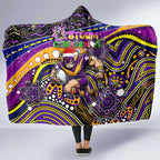 Merry Christmas Storm Hooded Blanket Aboriginal Santa Rugby Mascot - Melbourne
