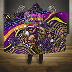 Merry Christmas Storm Hooded Blanket Aboriginal Santa Rugby Mascot - Melbourne