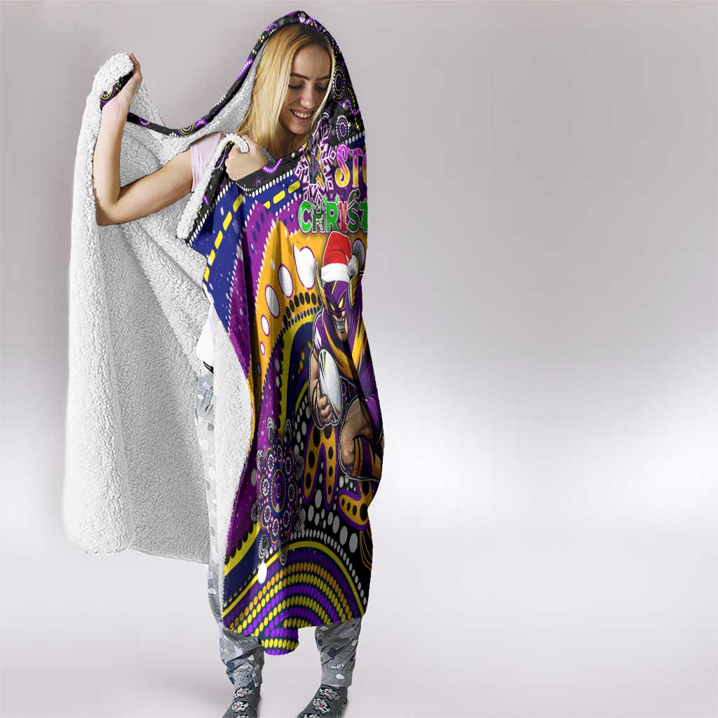 Merry Christmas Storm Hooded Blanket Aboriginal Santa Rugby Mascot - Melbourne