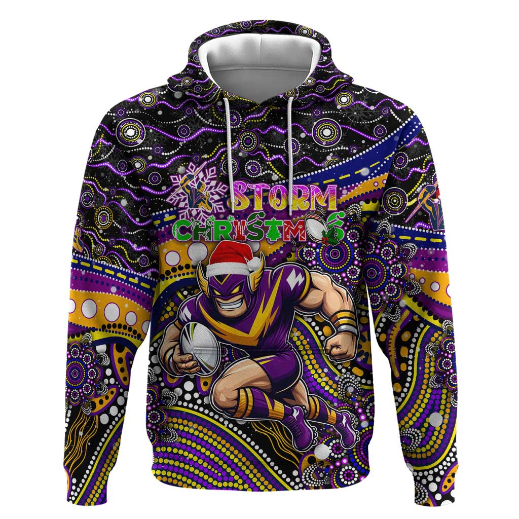 Merry Christmas Storm Hoodie Aboriginal Santa Rugby Mascot - Melbourne