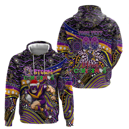 Merry Christmas Storm Hoodie Aboriginal Santa Rugby Mascot - Melbourne