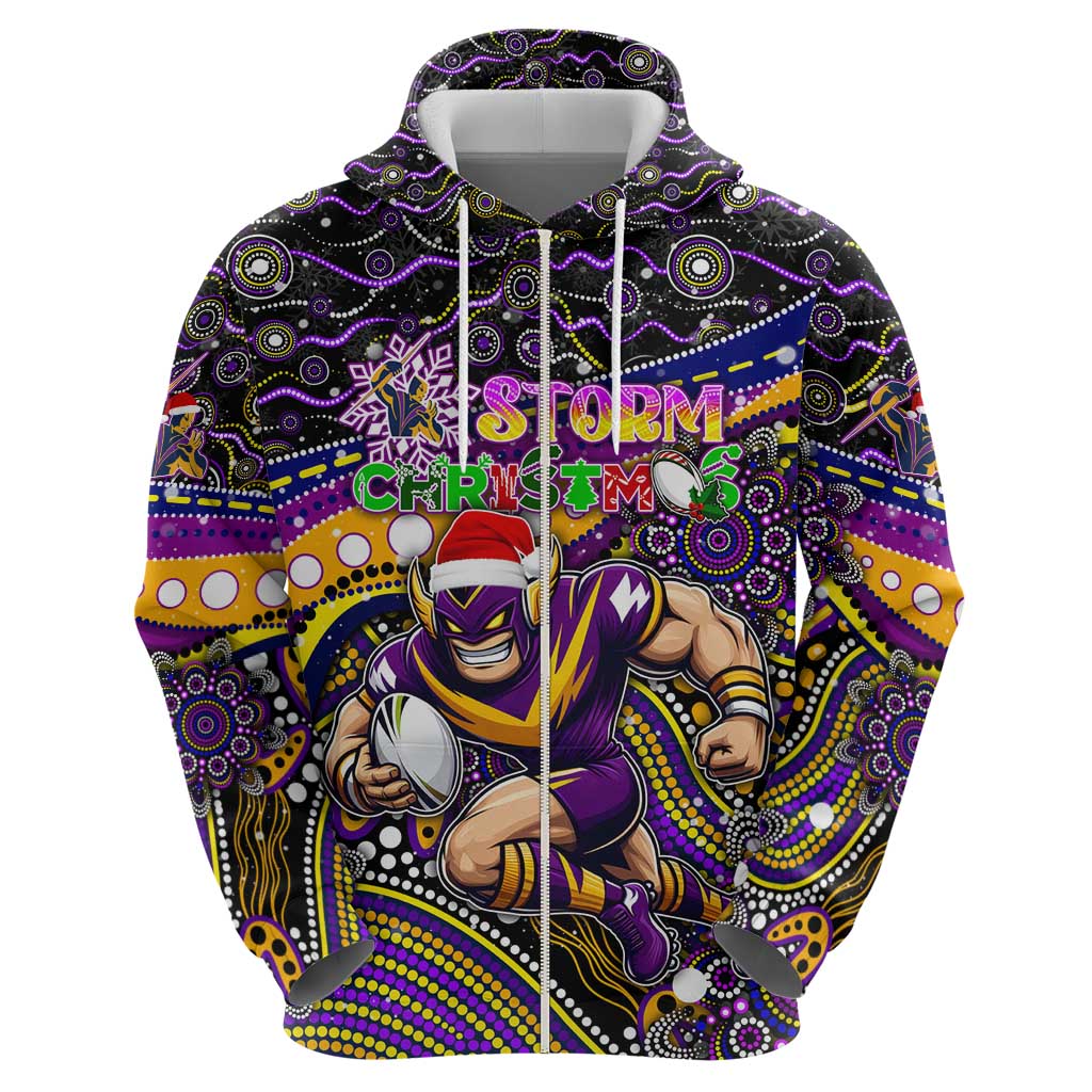 Merry Christmas Storm Hoodie Aboriginal Santa Rugby Mascot - Melbourne