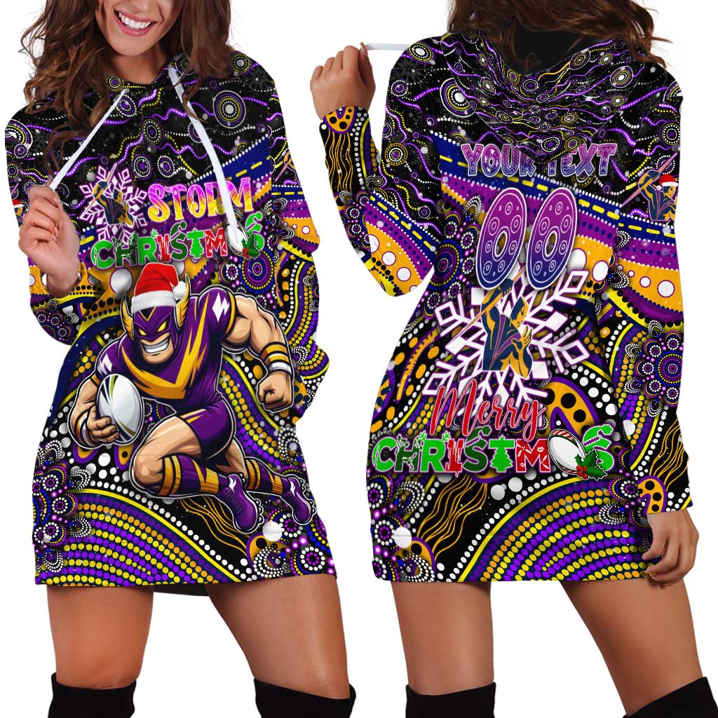 Merry Christmas Storm Hoodie Dress Aboriginal Santa Rugby Mascot - Melbourne