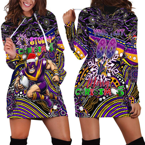 Merry Christmas Storm Hoodie Dress Aboriginal Santa Rugby Mascot - Melbourne