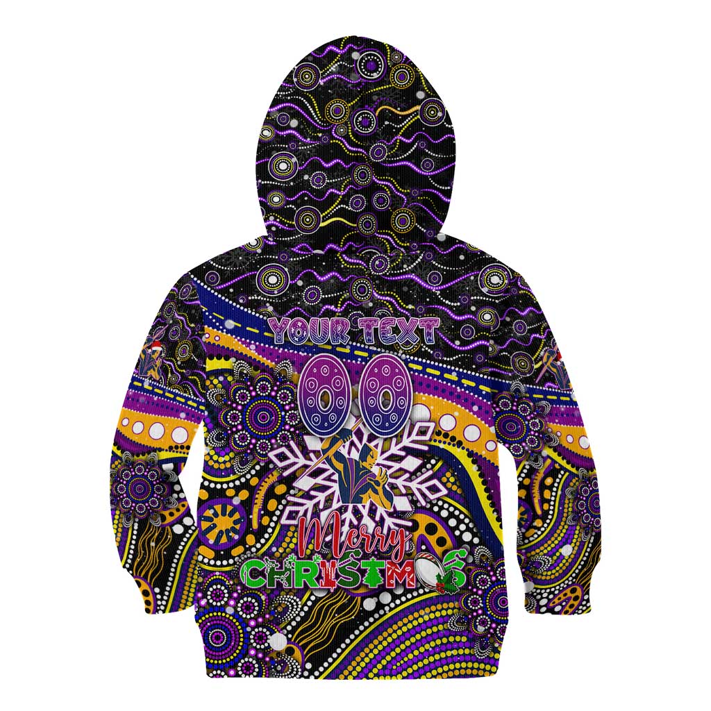 Merry Christmas Storm Kid Hoodie Aboriginal Santa Rugby Mascot - Melbourne