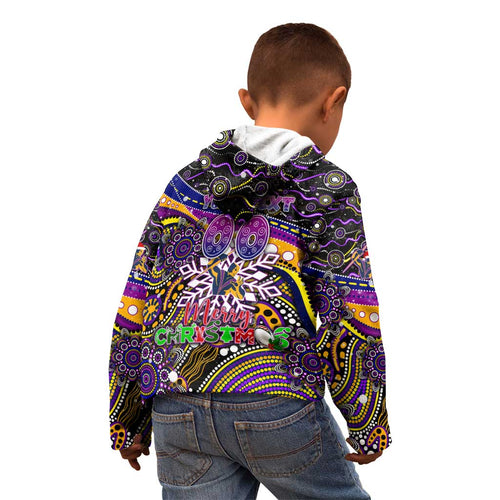 Merry Christmas Storm Kid Hoodie Aboriginal Santa Rugby Mascot - Melbourne