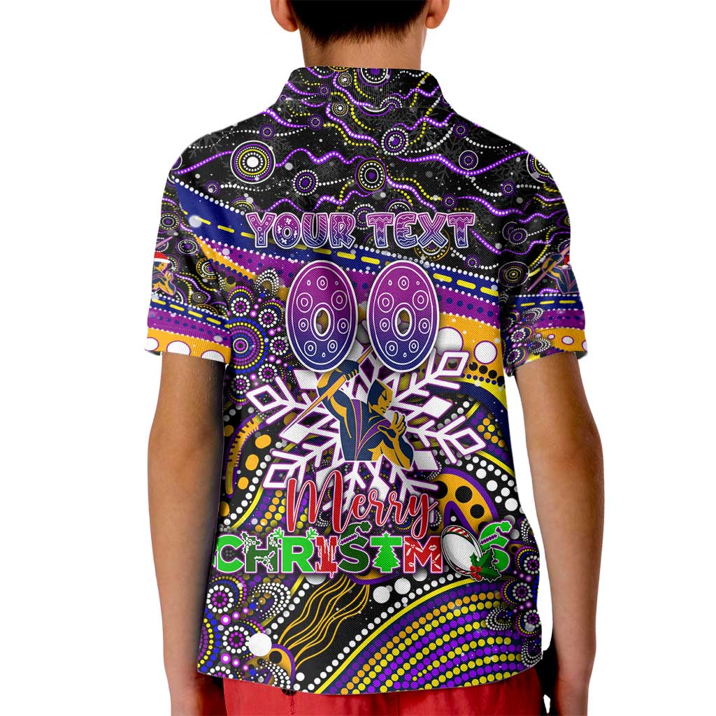 Merry Christmas Storm Kid Polo Shirt Aboriginal Santa Rugby Mascot - Melbourne