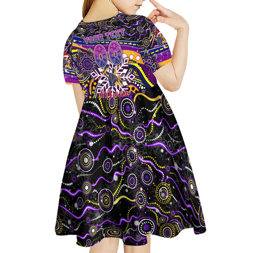 Merry Christmas Storm Kid Short Sleeve Dress Aboriginal Santa Rugby Mascot - Melbourne