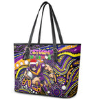 Merry Christmas Storm Leather Tote Bag Aboriginal Santa Rugby Mascot - Melbourne