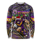Merry Christmas Storm Long Sleeve Shirt Aboriginal Santa Rugby Mascot - Melbourne