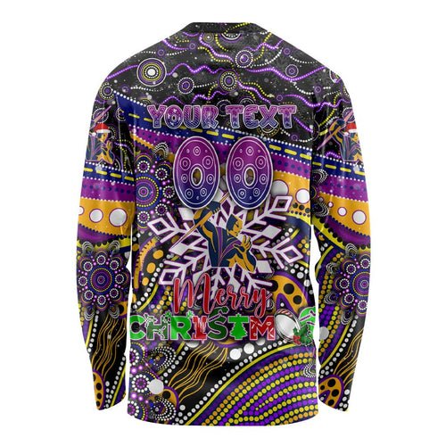 Merry Christmas Storm Long Sleeve Shirt Aboriginal Santa Rugby Mascot - Melbourne