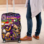 Merry Christmas Storm Luggage Cover Aboriginal Santa Rugby Mascot - Melbourne