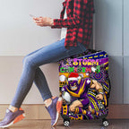 Merry Christmas Storm Luggage Cover Aboriginal Santa Rugby Mascot - Melbourne