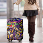 Merry Christmas Storm Luggage Cover Aboriginal Santa Rugby Mascot - Melbourne