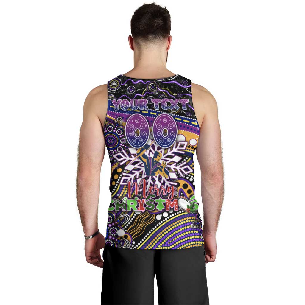 Merry Christmas Storm Men Tank Top Aboriginal Santa Rugby Mascot - Melbourne