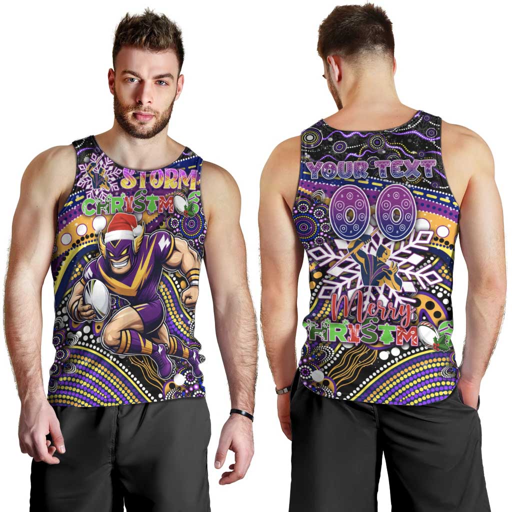 Merry Christmas Storm Men Tank Top Aboriginal Santa Rugby Mascot - Melbourne