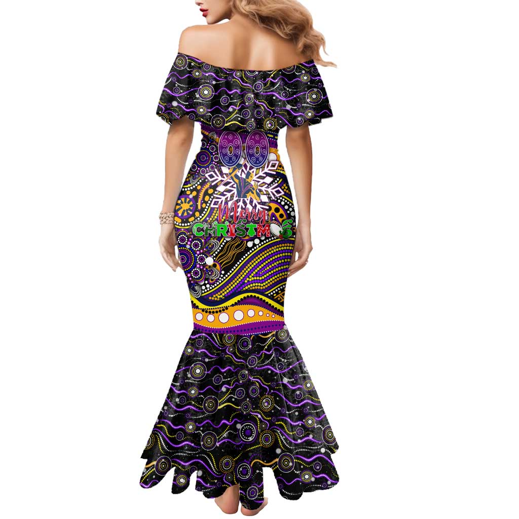 Merry Christmas Storm Mermaid Dress Aboriginal Santa Rugby Mascot - Melbourne