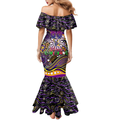 Merry Christmas Storm Mermaid Dress Aboriginal Santa Rugby Mascot - Melbourne